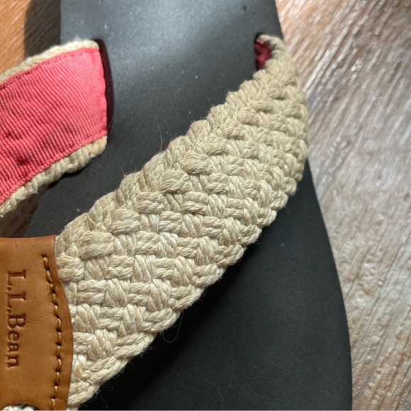 Women's LL Bean Maine Isle Flip Flop Sandals, Woven Cream Braided Strap - Picture 11 of 16